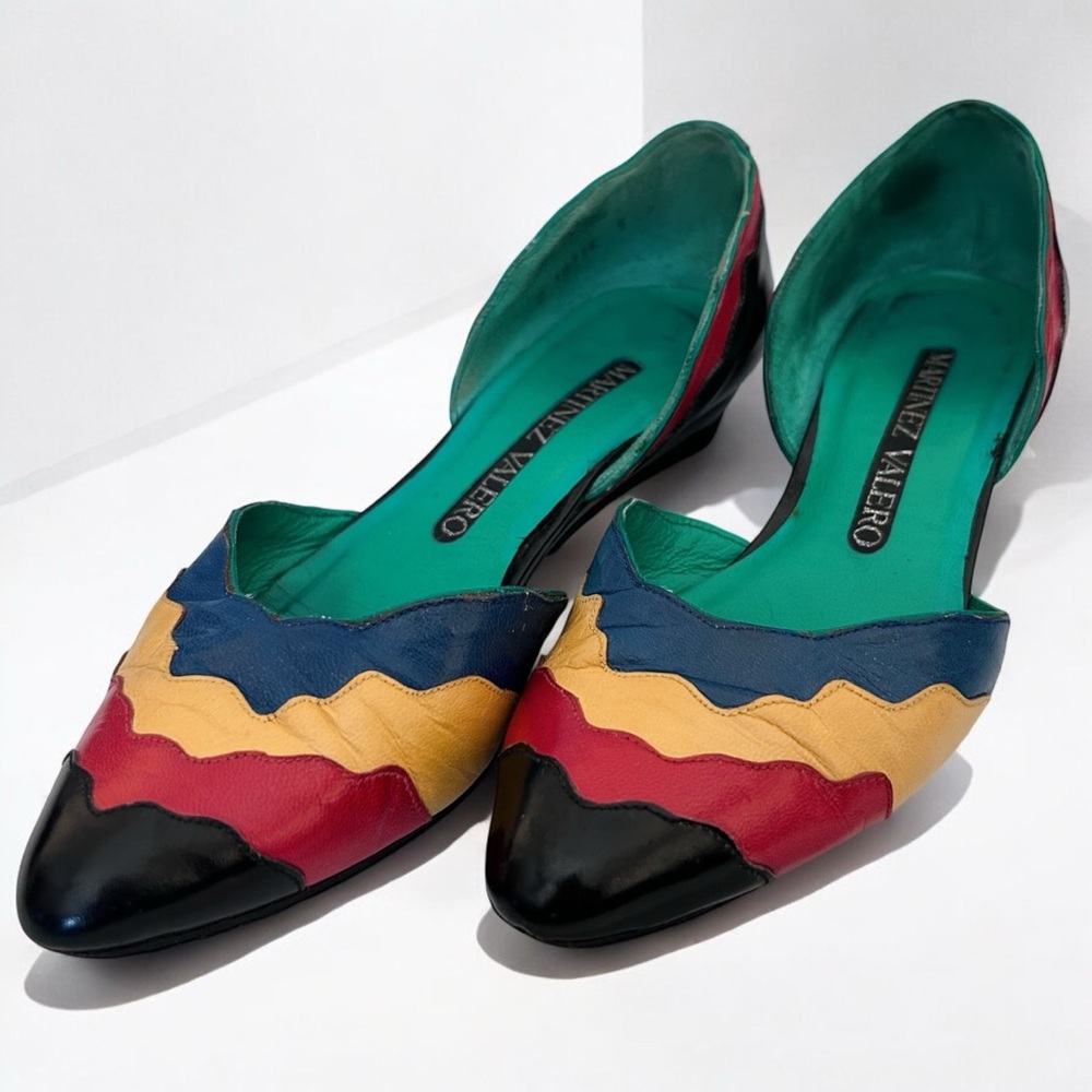 Vintage Martinez Valero Colorblock Wedge Heels